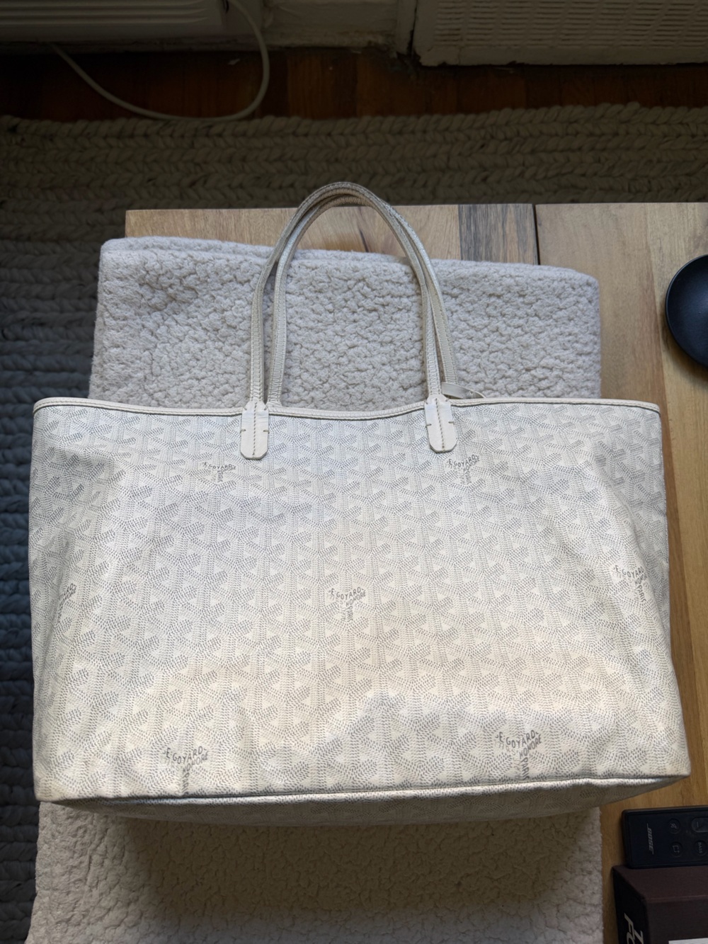 Goyard white St. Louis PM tote